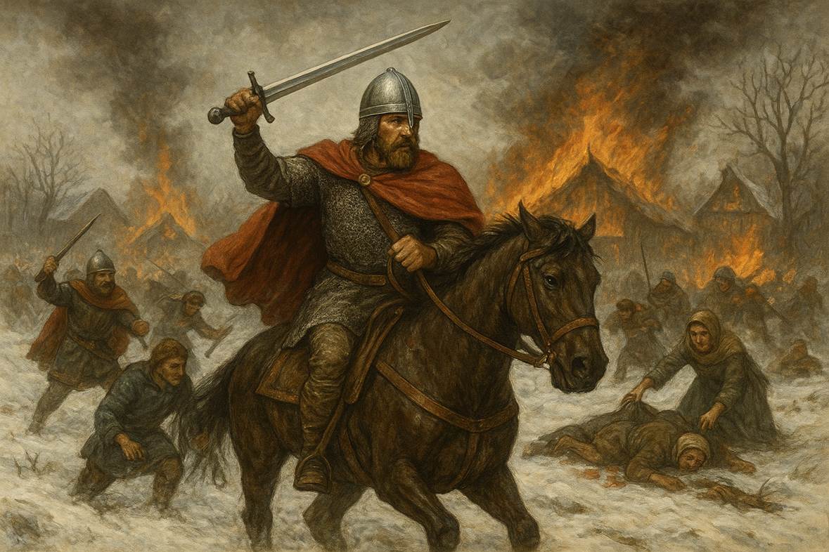 A painting of a person riding a horse with a sword

AI-generated content may be incorrect.